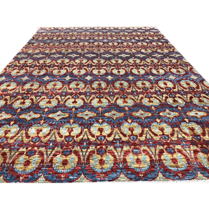 Alfombra de Lana Hecha a Mano con Nudos, de Pelo Corto, Tradicional y Ornamental, con Motivo Intrincado Multicolor - Product Image 4