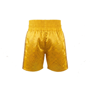 Shorts de boxe Muay Thai pour hommes, extensibles, motif lion jaune, impression par transfert thermique, polyester, coupe classique, vêtements d'arts martiaux pour adultes - Product Image 4