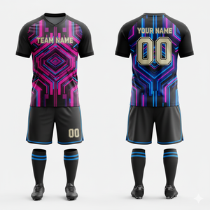 Ensembles d'uniformes de football personnalisés avec nom d'équipe, impression numérique, 100% polyester, tissu de 280 g, unisexe - Product Image 4