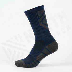 Crew <b>Socks</b> Solid Navy Blue Knitted Polyester Spandex Quick Dry <b>Running</b> Athletic <b>Socks</b> for Adults Spring Season - Product Image 3