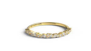 Bague de mariage de luxe en or 18 carats avec diamants marquise et ronds, alliance éternelle empilable, bijoux fins pour femmes - Product Image 1