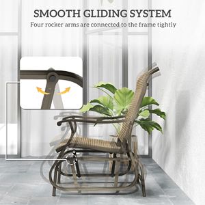 Conjunto de 3 Sillones Glider para Exteriores en Marrón Claro, Juego de Bistro para Jardín con Estructura de Acero y Mesa con Tapa de Vidrio Templado para Patio - Product Image 6