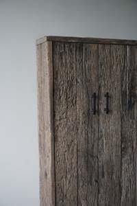 Armoire de salon en chêne massif, meuble de rangement moderne, fait main, écologique, brossé, à deux portes, décoration intérieure - Product Image 4