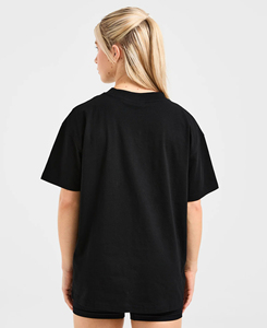 Camiseta de Manga Corta con Cuello Redondo Extra Grande para Mujer, Talla XL, Color Negro, Corte Holgado, Color Sólido, 100% Algodón Jersey, Transpirable, para Todas las Temporadas - Product Image 2