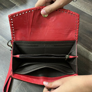 2026 Retro Boutique Collection Red full Tooled Cow Leather Clutch Wallet for Women Bohemian Floral Card Wallet <b>Wristlet</b> Purse - Product Image 6