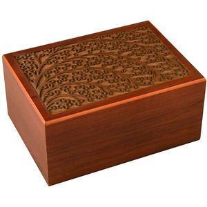 Handmade Wooden Pet Casket Rectangle Floral Carved Brown <b>Memorial</b> Urn for Pet Ashes Durable Keepsake <b>Box</b> - Product Image 2