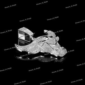 Collar con Colgante de Cabeza de Toro con Incrustaciones de Diamantes Moissanite, Elaborado en Plata 925, Estilo Animal de Lujo Hip Hop para Hombre - Product Image 2