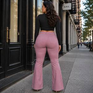 Elegant Women’s Genuine Sheep <b>Leather</b> <b>Flare</b> Pants – Tailored Formal Style <b>Trousers</b> - Product Image 4