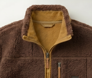 Chaqueta de Forro Polar Marrón para Hombre, con Cierre Completo, Estilo Casual para Invierno, Cuello Camisero, Forro Sherpa, Corte Regular, Resistente al Viento - Product Image 4