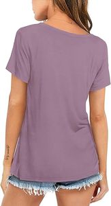 Camisetas de Verano para Mujer, 300G, Alta Calidad, Casuales, Manga Corta, Corte Ajustado, Transpirables, Anti-Pilling, Poliéster/Algodón, Cuello Redondo, Color Sólido - Product Image 4