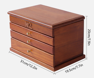 Boîte de rangement pour bijoux en bois avec tiroir, organiseur de bagues, boucles d'oreilles et accessoires pour femmes - Product Image 3