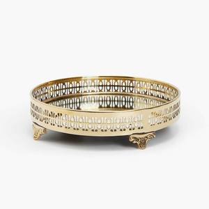 Plateau de service artisanal en laiton doré de qualité supérieure pour restaurant, buffet, comptoir, décoration intérieure et événements de mariage, décoration d'hôtel - Product Image 2