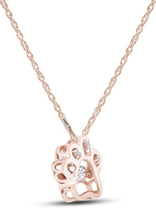 Colgante de Diamante Cultivado en Laboratorio con Diseño de Huella de Pata para Mujer, Oro 10K 14K 18K, Plata 925 935, Joyería Fina - Product Image 4