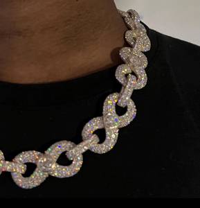 Radiant cuban <b>necklace</b> with round cut moissanite stones sparkling finish and fashionable <b>statement</b> styling for men - Product Image 5