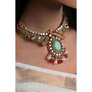 South Indian Wedding <b>Choker</b> Necklace Set Sabyasachi Inspired Kundan Jewellery Engagement Gift Design - Product Image 3