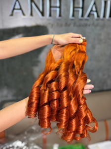 ผมมนุษย์แบบมัดเป็นช่อสีส้มขิงหยิกฟู พร้อมเชือกผูกปิดผม - Product Image 2