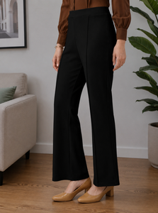 Nouveau pantalon décontracté coupe droite, couleur unie, jambe large, pour femme - Product Image 1