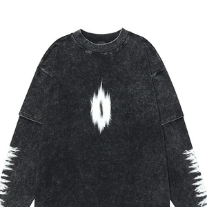 Camiseta Deportiva de Algodón 100% para Hombre, de Doble Capa, Corte Holgado, Manga Larga, Cuello Redondo, Color Sólido, Ligera, Tejida - Product Image 6