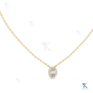 จี้เพชรทรงวงรีแบบคลาสสิกประดับเพชรแล็บโกรว์ พร้อมสร้อยคอทองคำแท้ 14K 18K สำหรับผู้หญิง ของขวัญเครื่องประดับชั้นดี - Product Image 1