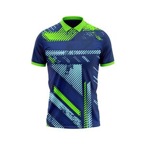 Polo de tennis unisexe en tissu extensible quatre directions, respirant et à séchage rapide, motif marine et lime, en Spandex/Polyester, vêtements de sport - Product Image 1