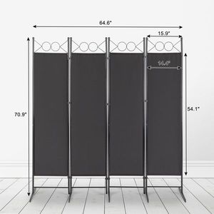 Paravento Pieghevole a 4 Pannelli 6FT in Tessuto Poliestere 160g con Telaio in Acciaio al Carbonio e Piedini in Plastica Nera - Product Image 3