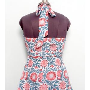 Robe midi sans manches à col roulé à imprimé floral pour femmes, 100% coton, robe d'été décontractée respirante - Product Image 4
