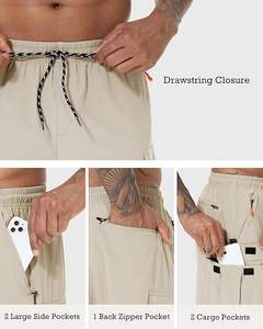 กางเกงขาสั้นคาร์โก้ผู้ชาย แห้งเร็ว น้ำหนักเบา ยืดหยุ่นได้ เหมาะสำหรับเดินป่า มี 5 กระเป๋า ไม่มีซับใน - Product Image 4