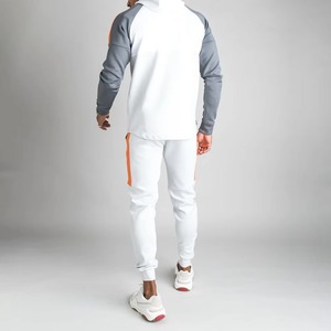 Men Varsity Tracksuit Set Gray Black Colorblock Bomber Jacket Track Pants 2 Piece Casual Sportswear Wholesale Custom - Product Image 5