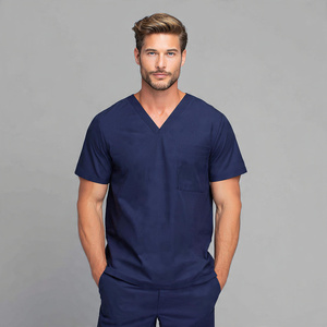 Nurses Unisex <b>Scrub</b> Shirts Hospital Uniforms Short Sleeve Knitted Breathable Comfortable - Product Image 5