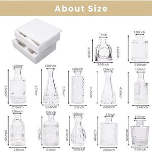 Set di 12 Vasi in Vetro Trasparente per Decorazioni Matrimoniali, Mini Vasi Vintage per Centrotavola - Product Image 5