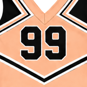Ensemble d'uniformes de cheerleading personnalisés par le fabricant, couleur pêche, avec haut court sans manches à col en V et jupe plissée, vêtements de performance pour équipe - Product Image 3