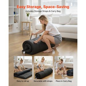 Materasso Tatami Giapponese Full Size con Borsa per il Trasporto, Chiusura a Strappo e Costruzione a 9 Strati - Product Image 6