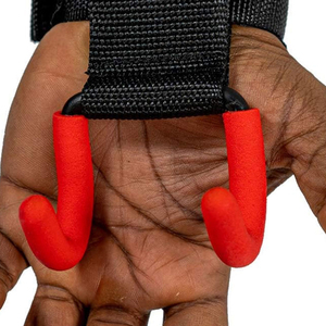 <b>Weight</b> Lifting Hooks with Wrist Support Outdoor Bodybuilding Adjustable Rubber Padded Comfort Professional Made IN Pakistan - Product Image 4