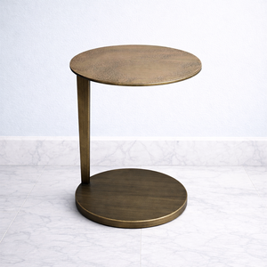 Modern Cast Aluminum Bar <b>Table</b> Asymmetric Design Floating Round Top Solid Base Durable Build <b>Space</b> <b>Saving</b> Elegant Accent Piece - Product Image 1