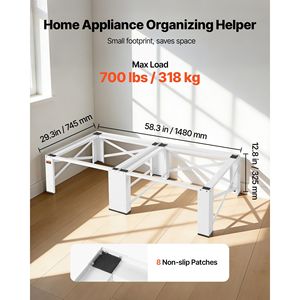 Piedistallo per Lavatrice Altezza 12 Pollici con Capacità di Carico 700 Libbre Piedini Antiscivolo Dimensioni 28,3 X 28,3 Parti per Elettrodomestici Lavatrice Asciugatrice - Product Image 3