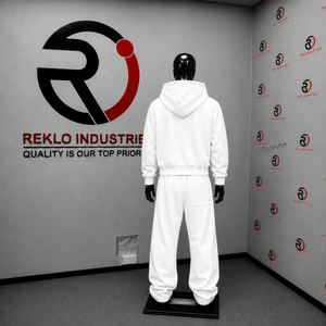 Ensemble de survêtement blanc pour homme avec logo brodé personnalisé, sweat à capuche zippé et pantalon de jogging, style streetwear oversize, vêtements de sport décontractés, vente en gros - Product Image 4