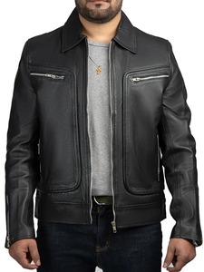 Chaqueta de Cuero para Motociclista John Black - Product Image 3