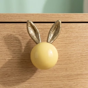 Resin Rabbit-Shaped Drawer <b>Knob</b> Yellow <b>Gold</b> Modern Design Eco-Friendly Durable for Kids Furniture - Product Image 1