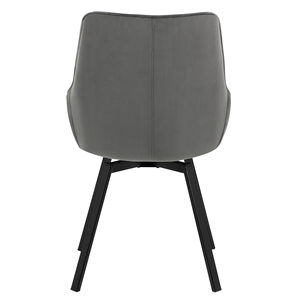 Modern Grey Suede Upholstered <b>Dining</b> <b>Chair</b> Ergonomic Bucket Seat with Black Metal Legs Nordic Style Light Luxury <b>Dining</b> <b>Chair</b> - Product Image 4