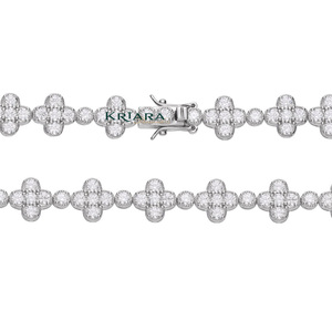 Pulsera de Moissanita con Diseño Floral, Plata 925 con Baño de Rodio, Engaste de Garras, Pulsera Clásica de Tenis para Mujer - Product Image 3