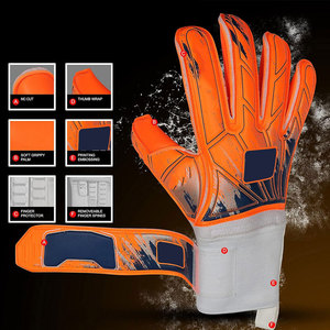 Football Goalkeeper Gloves <b>Full</b> Finger Orange Gray Non <b>Slip</b> Hook And Loop Closure Unisex Breathable Protective - Product Image 5