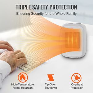 Portable Electric Thermostat Space <b>Heater</b> 1000W/1500W 2-Level Quiet <b>Ceramic</b> <b>Heater</b> Fan with 9 Tip Shutdown Energy Saving - Product Image 4