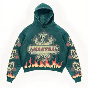 Sweat à capuche oversize personnalisé de haute qualité, coupe courte, effet vieilli, en molleton/coton, lavage vintage, impression intégrale, service OEM - Product Image 6