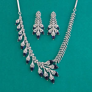 Fashion Jewellery Wholesalers in India Zircon Classic <b>Rope</b> <b>Chain</b> Necklace Rhodium Plating 14inches Women's Anniversary 444565 - Product Image 5