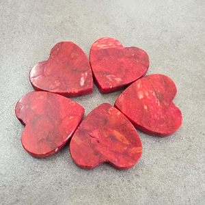 Coral Rojo Natural en Forma de Corazón, Cabujón con Base Plana, Gema Calibrada, Certificada por Terceros, Origen Rajasthan, para Joyería - Product Image 6