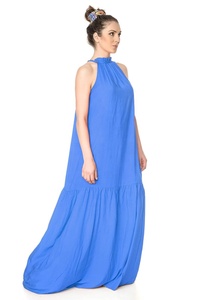 Attractive Resort Wear Mum & Me Matching Blue Sleeveless Loose &light Weight Long Maxi Dress Set Crafted With Soft Cotton Fabric - Product Image 3