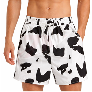 Men's <b>Cow</b> <b>Print</b> Swim Shorts Quick Dry Drawstring Casual Mid Waist Polyester Short Shorts - Product Image 1