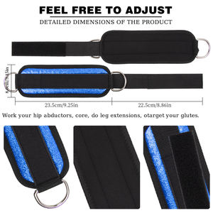 Sangle de cheville personnalisable avec logo pour machine à câble, entraînement en salle de sport, manchette rembourrée à anneau en D, accessoire réglable pour entraînement des jambes - Product Image 3