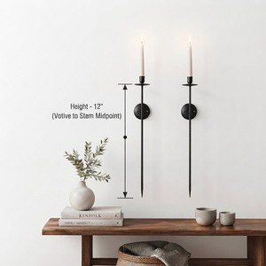 Wall-Mounted Eco-Friendly Matte <b>Black</b> Metal Taper <b>Candle</b> <b>Holders</b> for Home Decoration for Birthday Occasions - Product Image 2