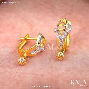 Pendientes de Clip de Oro Sólido de 18K de Lujo, Estilo Bali, Modernos, para Mujer, con Diamantes, Regalo Perfecto para un Estilo Étnico y Moderno - Product Image 2